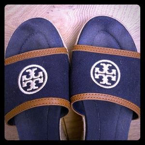 Tory Burch Navy Wedge Sandals